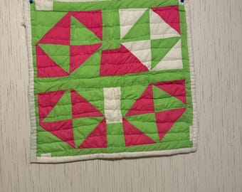 Handcrafted Cotton Quilt, Gee's Bend Style, Tapestry Wall Hanger (30x20)