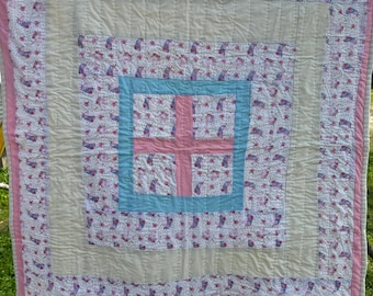 Handcrafted Baby Girl Unicorn Quilt, Cotton Tapestry (43x42) Gee’s Bend Quilter