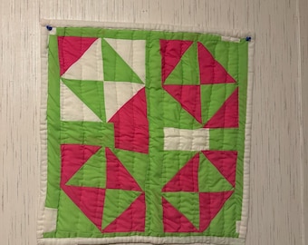 Handsewn Cotton Wall Quilt, 20x20, AKA Inspired