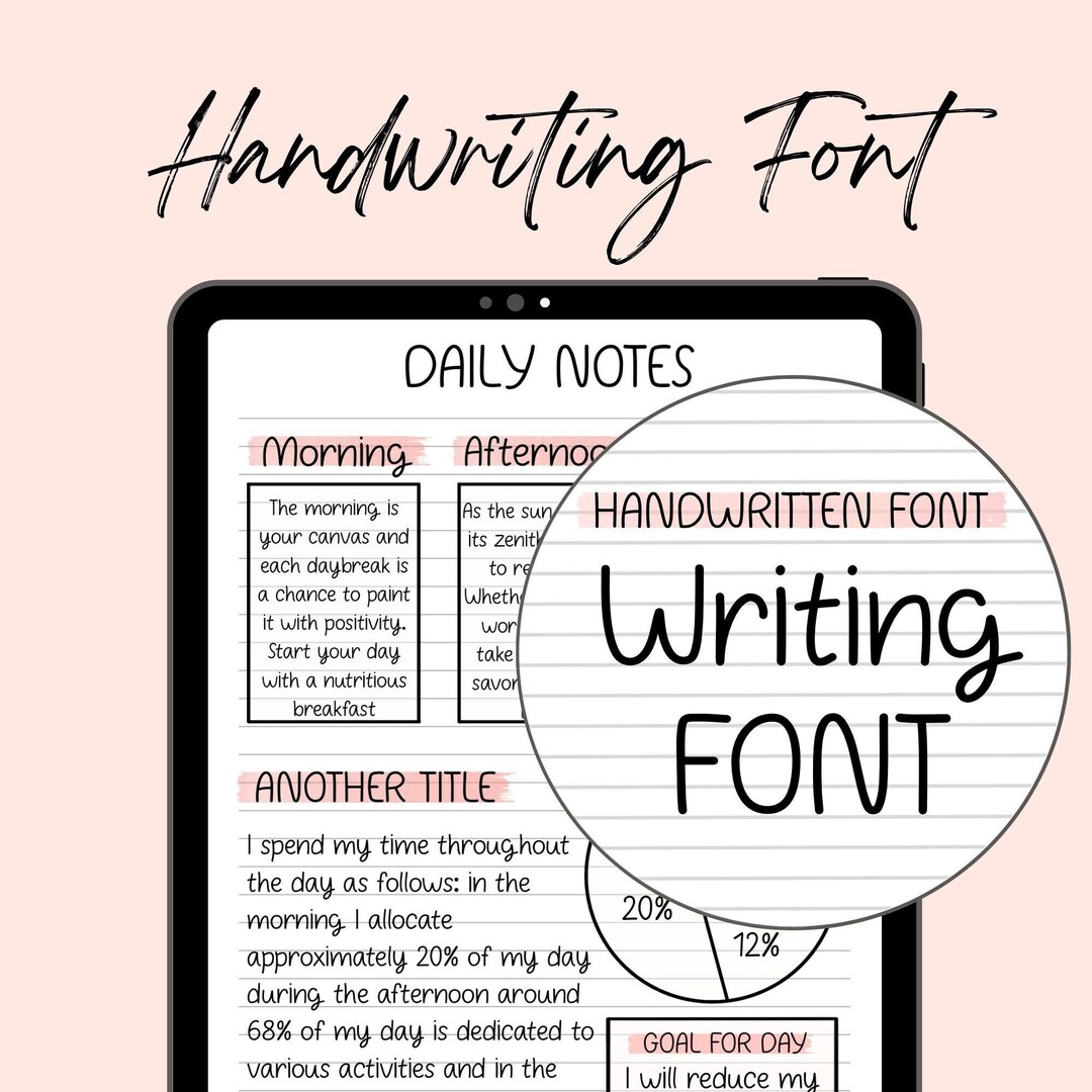 Writing Handwritten FONT for Digital Planner and Goodnotes, Note Font ...