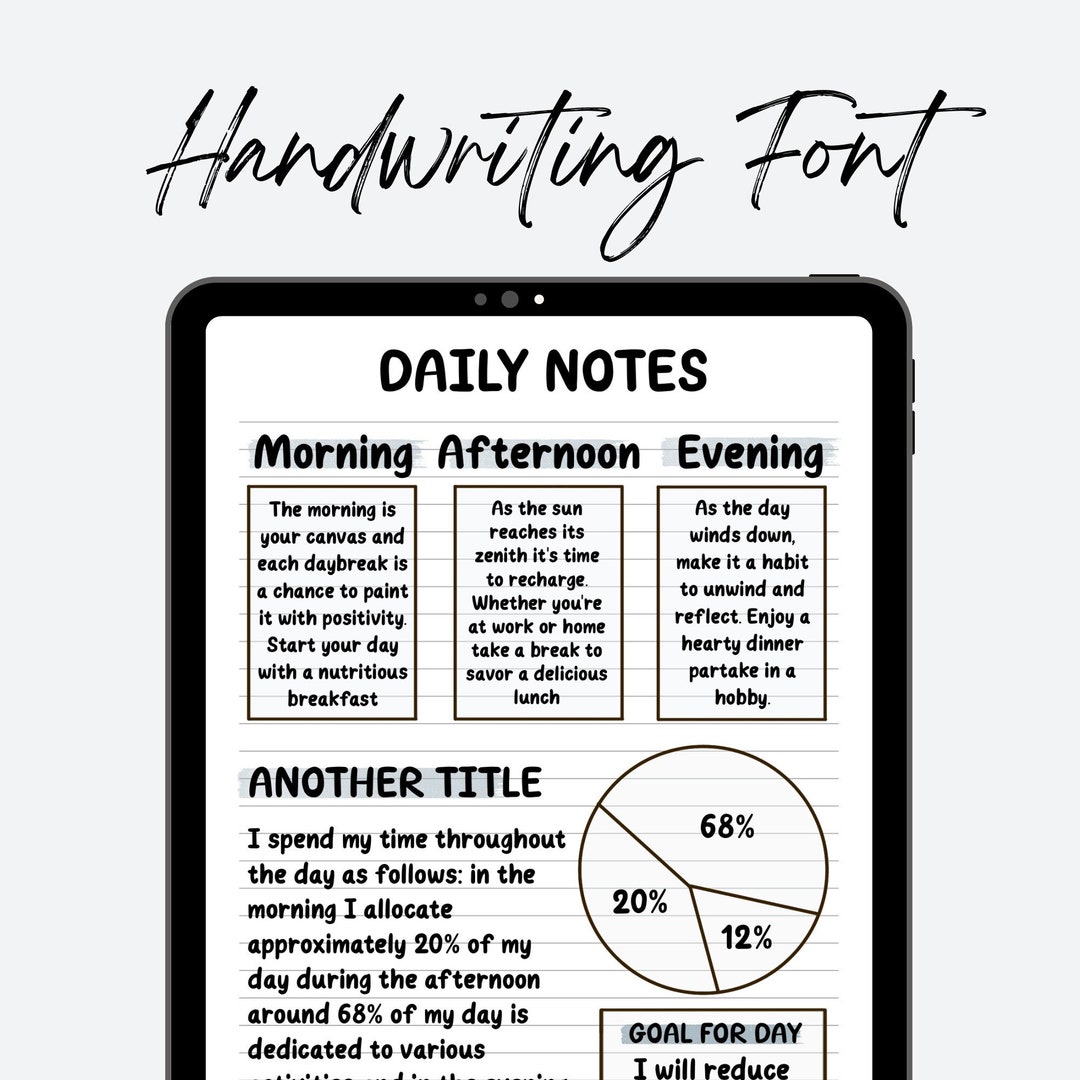 Neat Handwritten FONT for Digital Planner and Goodnotes Note Etsy