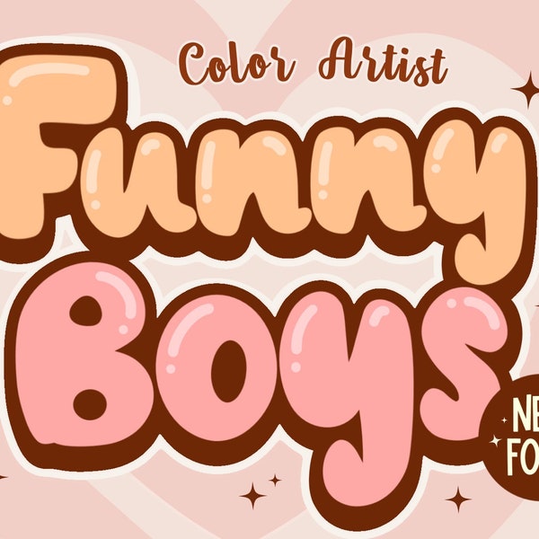 Funny boys Display font, funny font,serif font,logo font,fun font,handwriting font,cute font,font for t-shirt,pibk font,sve font,retro font