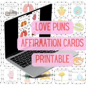 Jeux de mots d’amour, Valentine imprimable, anniversaire imprimable, 12 jours de date-Mas, cartes d’affirmation pour le conjoint ou l’autre significatif.