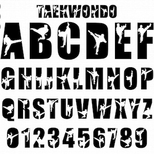 Taekwondo Schrift geschnitten, Taekwondo Buchstaben geschnitten Datei, Alphabet Schrift Art, Taekwondo Alphabet SVG, Alphabet Schrift Art, Schrift svg, Cricut Schrift Silhouette