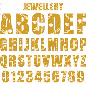 Jewellery Font Svg, Jewellery Letters Svg Png, Alphabet font Svg, Jewellery Alphabet Svg, Alphabet Svg, font svg, cricut font silhouette