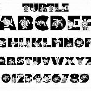 Turtle Font Svg, Turtle Letters Svg Png, Alphabet font Svg, Turtle Alphabet Svg, Alphabet Svg, font svg, cricut font silhouette font
