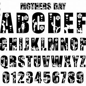 Fuente del día de la madre Svg, letras del día de la madre Svg Png, fuente del alfabeto Svg, alfabeto del día de la madre Svg, alfabeto Svg, fuente svg, fuente cricut
