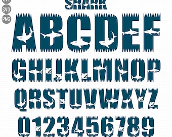 Shark Font Svg, Shark Letters Svg Png, Alphabet font Svg, Shark Alphabet Svg, Alphabet Svg, font svg, cricut font silhouette font procreate