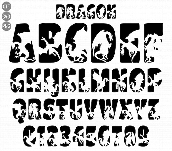Dragon Font SVG PNG: Thick Letter Alphabet (cricut & Silhouette