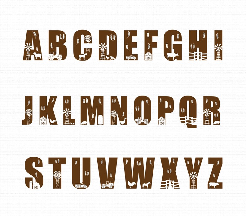 Farm Font Svg, Farm Letters Svg Png, Alphabet Font Svg, Farm Alphabet ...