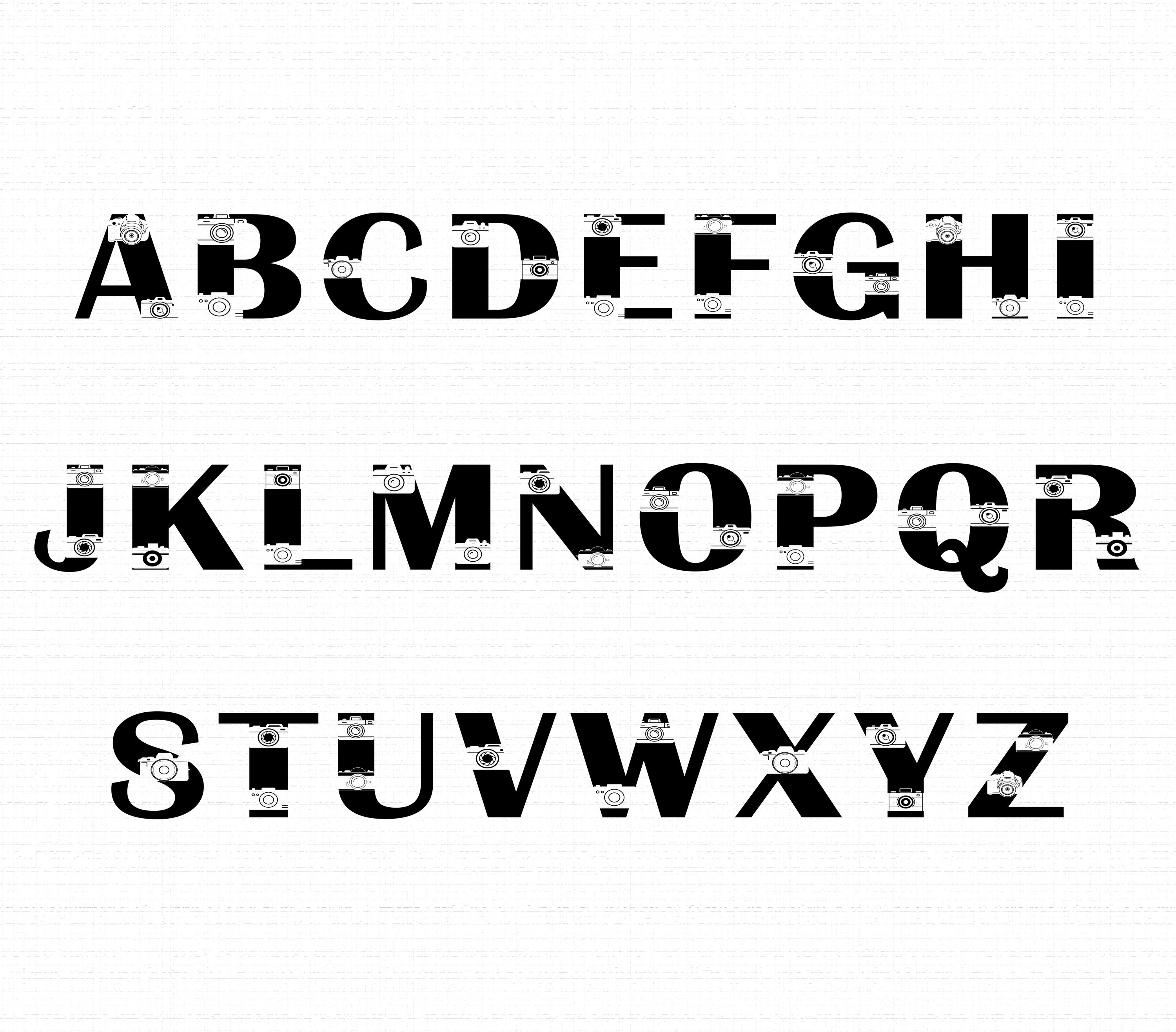 Camera Alphabet Font SVG PNG: Cricut Silhouette Font - Etsy