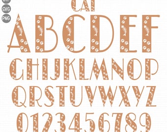 Fuente de gato SVG, Letras de gato SVG PNG, Fuente del alfabeto SVG, Alfabeto de gato SVG, Alfabeto SVG, Fuente Cricut, Fuente de silueta, Fuente Procreate