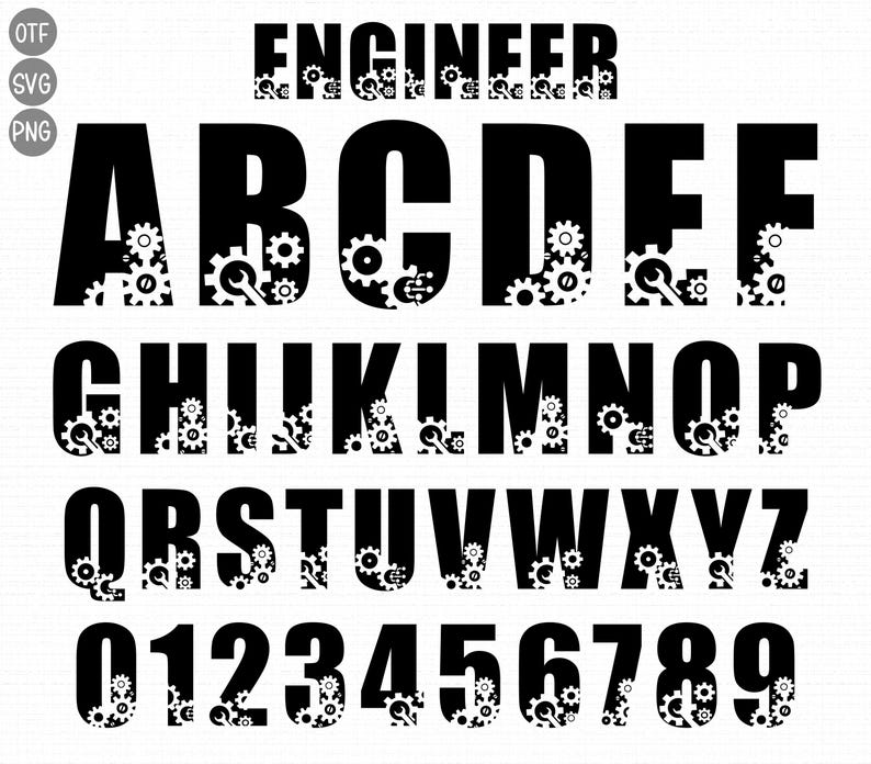 Engineer Font Svg, Engineer Letters Svg Png, Alphabet Font Svg ...