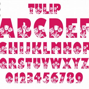 Tulip Font Svg, Tulip Letters Svg Png, Alphabet font Svg, Tulip Alphabet Svg, Alphabet Svg, font svg, cricut font silhouette font