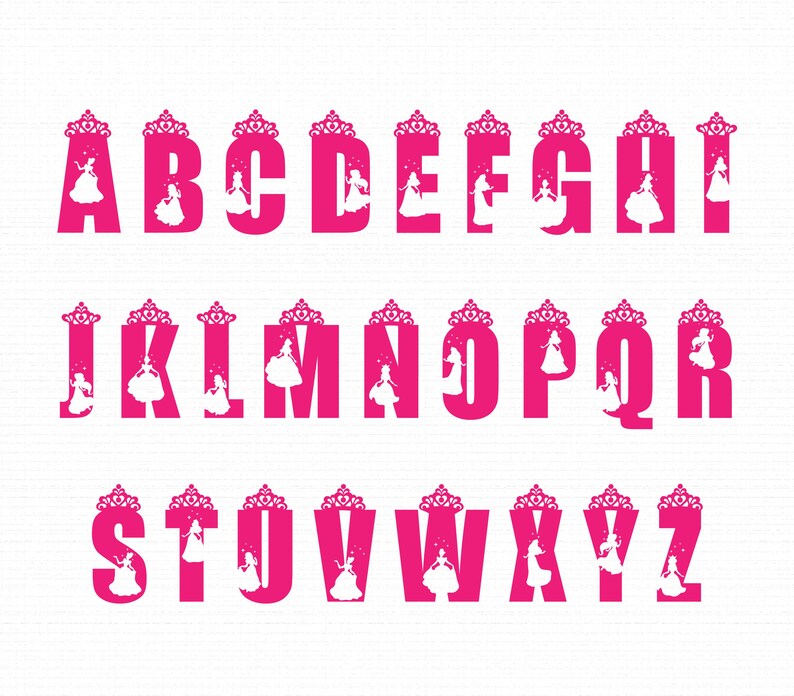 Princess Script Alphabet Princess Alphabet, Cute Script Font for Cricut, Procreate & Logo Design ...