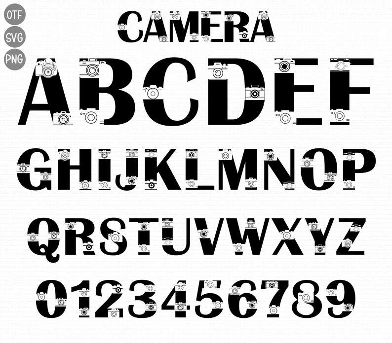 Camera Alphabet Font SVG PNG: Cricut Silhouette Font - Etsy