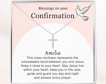 Confirmation Gift for Girls, Cross Necklace for Confirmation, Personalized Gift for Her, Daughter’s Confirmation Jewelry