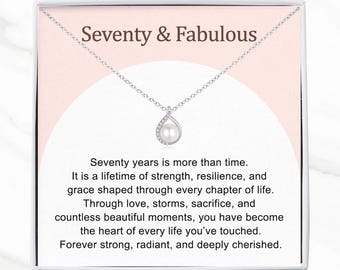 70th Birthday Gift for Her, 70th Birthday Necklace for Mom Grandma Wife Aunt, 70 and Fabulous Gift, Jewelry Keepsake