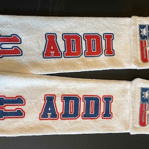 Customized white pitcher&#39;s towel