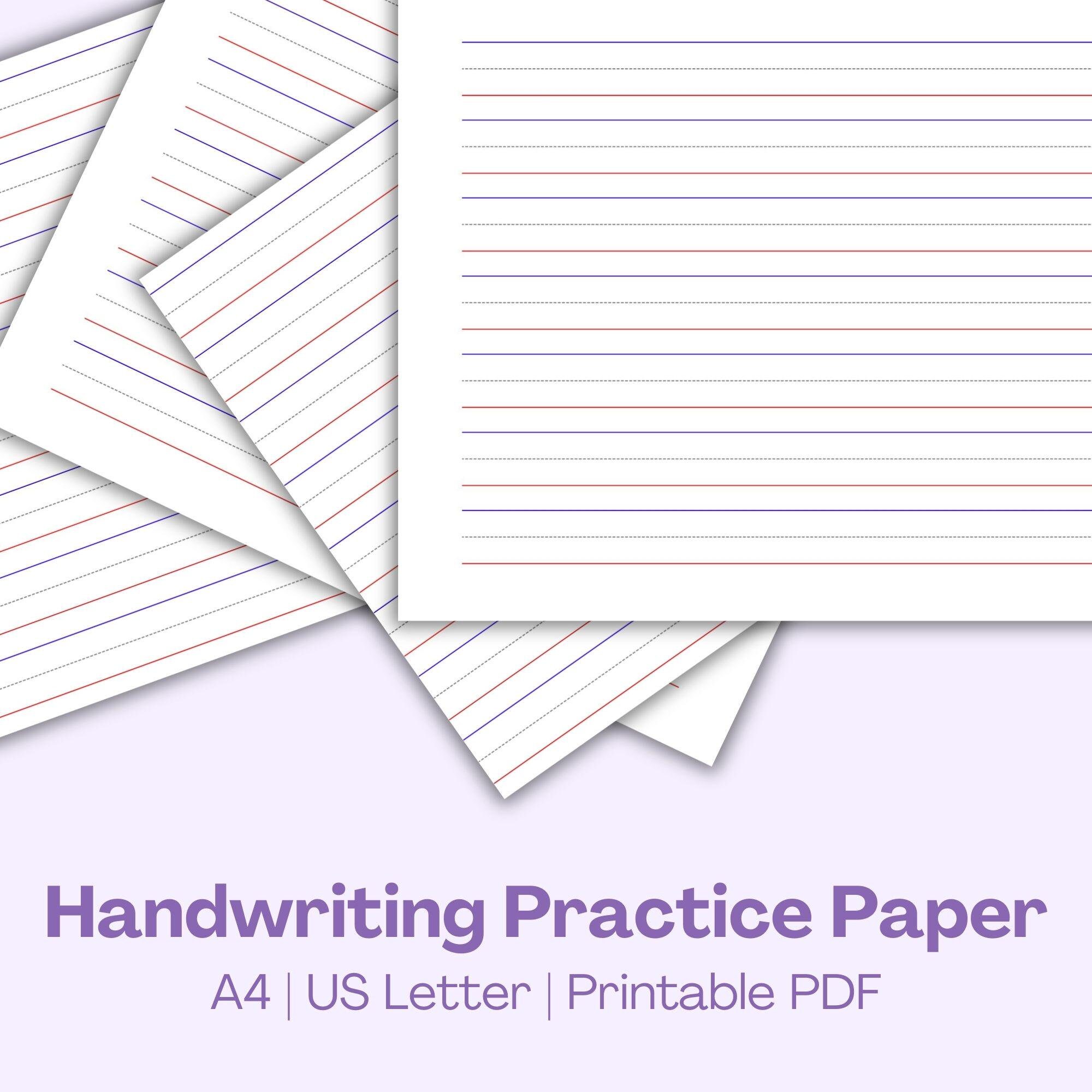 Practice Paper Print Handwriting Practice Paper, A4 US Letter,landscape, Printable ...