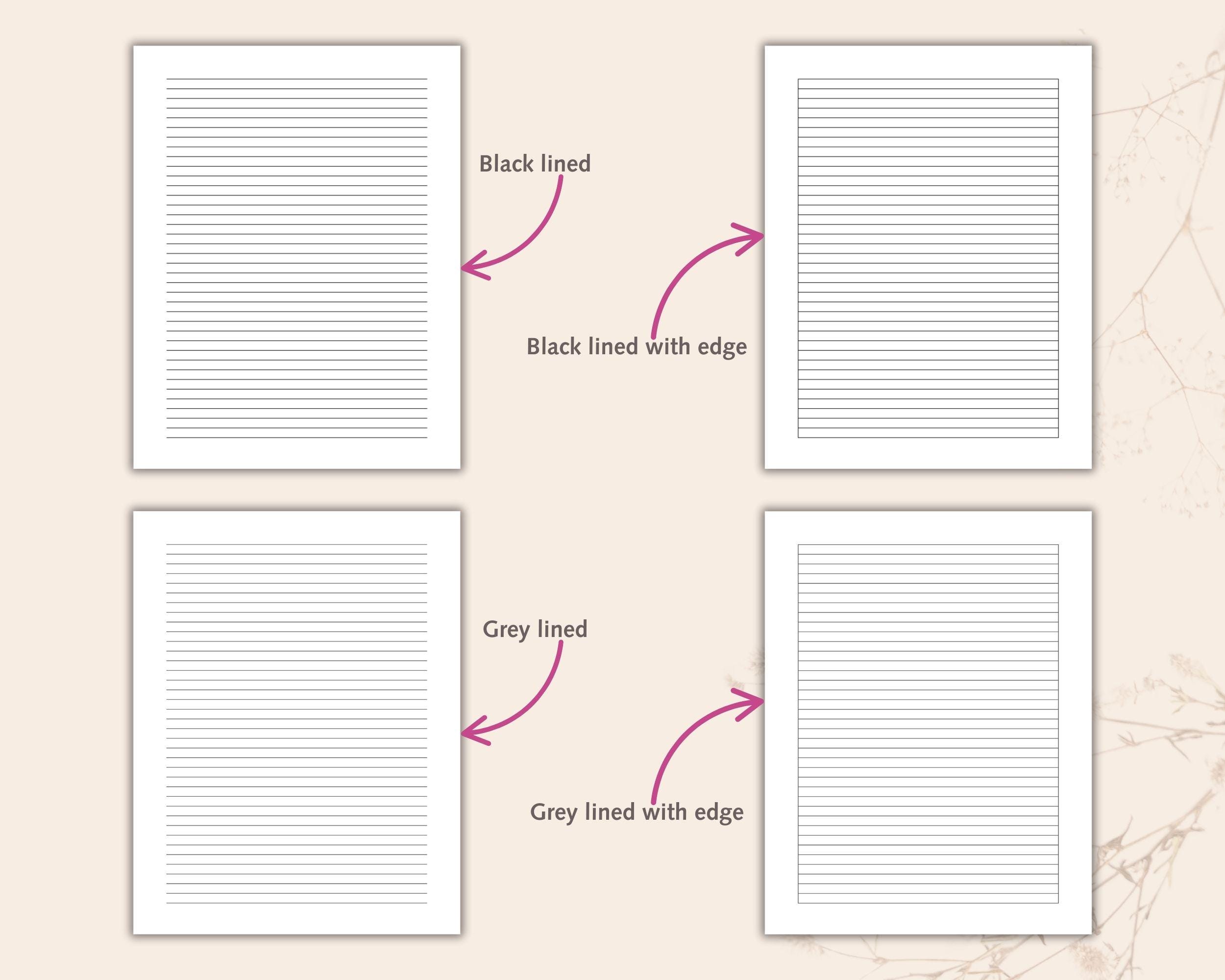 Printable Lined Paper 6.4mm | Narrow Ruled | Black, Grey, Brown, Red ...