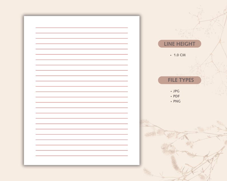 Printable Lined Paper: 10mm Spacing, Black, Grey, Brown, Red Lines ...