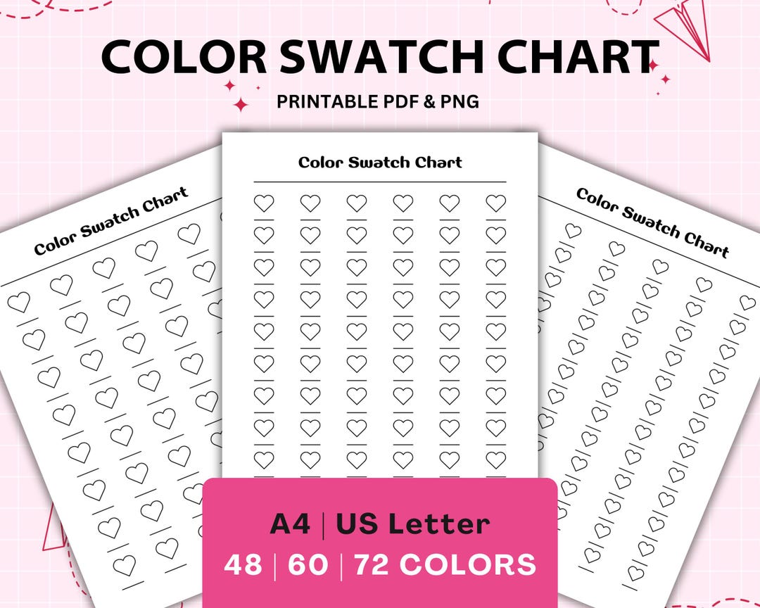 Color Chart 48 Fill In Printable Color Swatch Chart 48, 60, 72 Colors – A4, US Letter ...