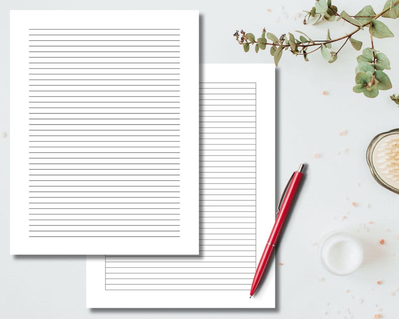 Printable Lined Paper 6.4mm | Narrow Ruled | Blue, Purple, Black, Grey ...