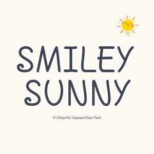 Police manuscrite – Smiley Sunny | Police de caractères mignonne et ludique pour les autocollants, les journaux, les cartes de voeux, les logos, les agendas, les produits numériques
