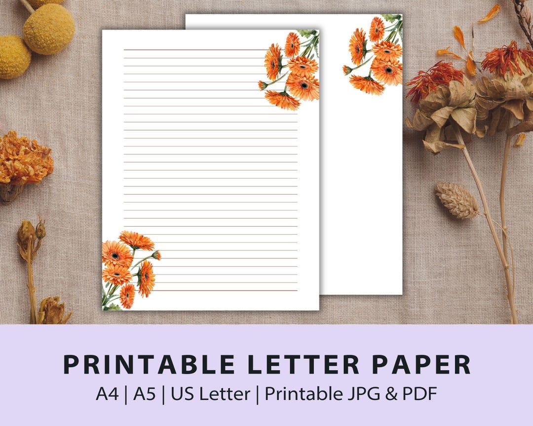 Printable Letter Paper | Printable Writing Paper | Floral Paper | Note ...