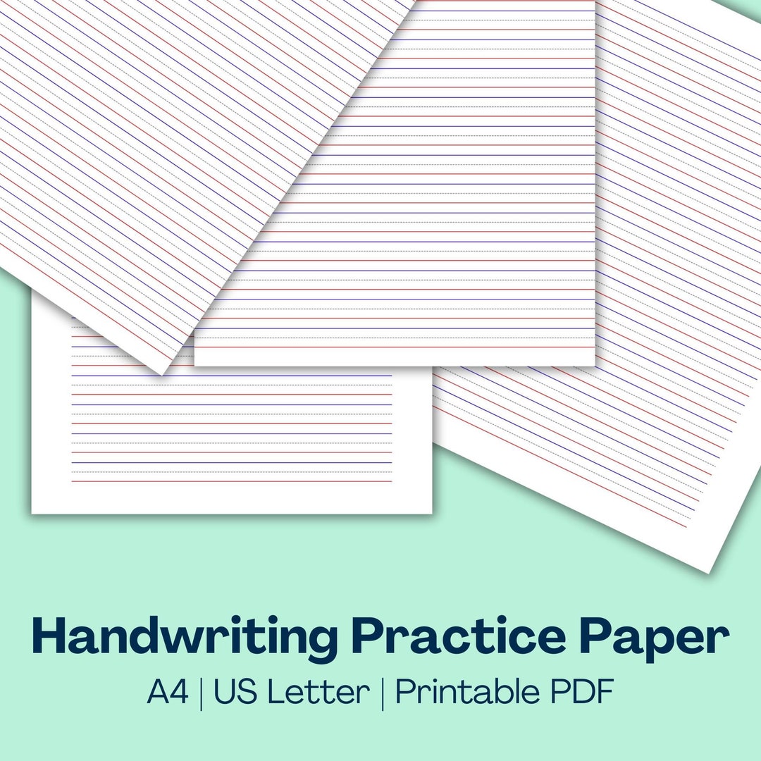 Handwriting Practice Paper, A4 US Letter, Portrait, Printable ...