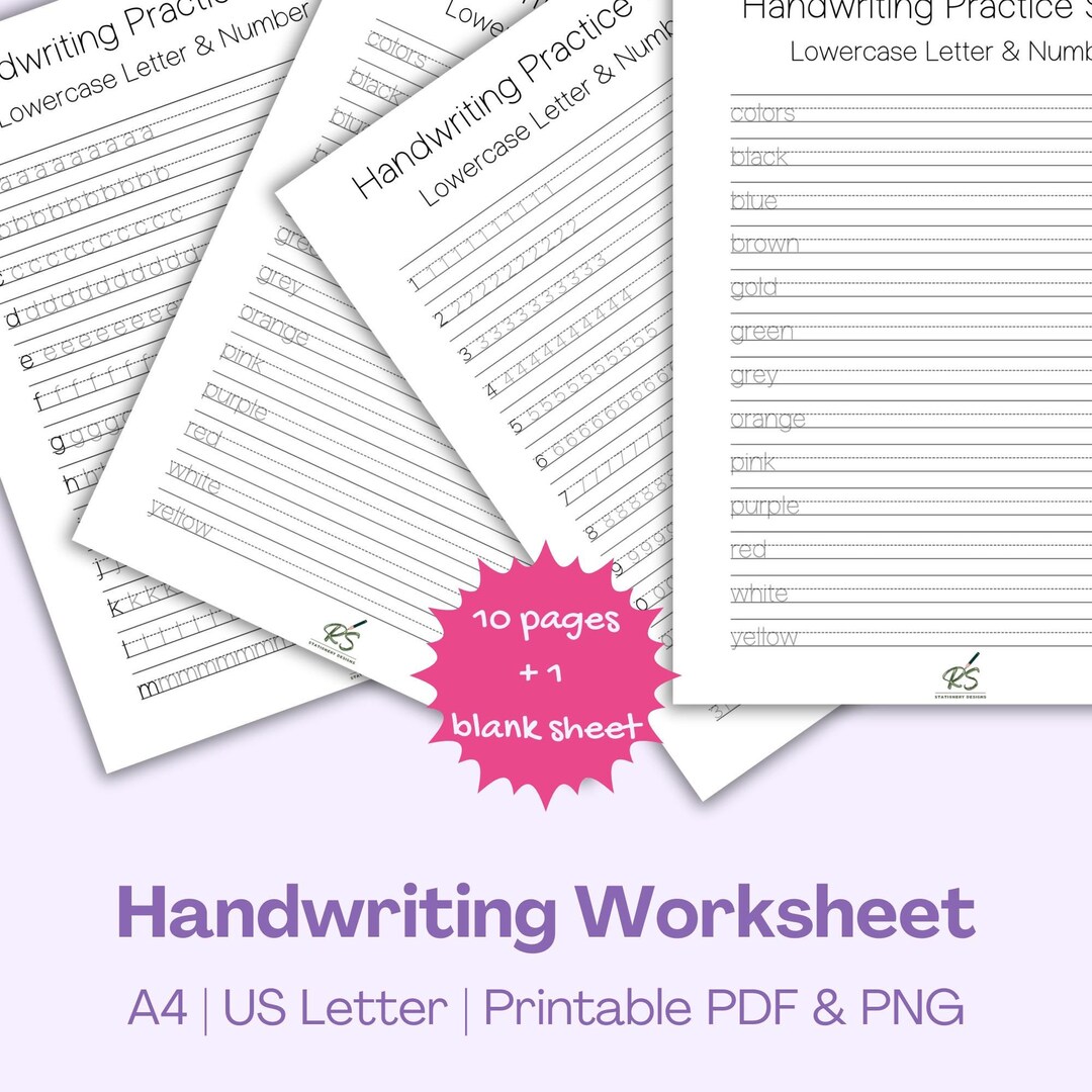 Handwriting Practice Sheets, Printable Handwriting Worksheets, Alphabet
