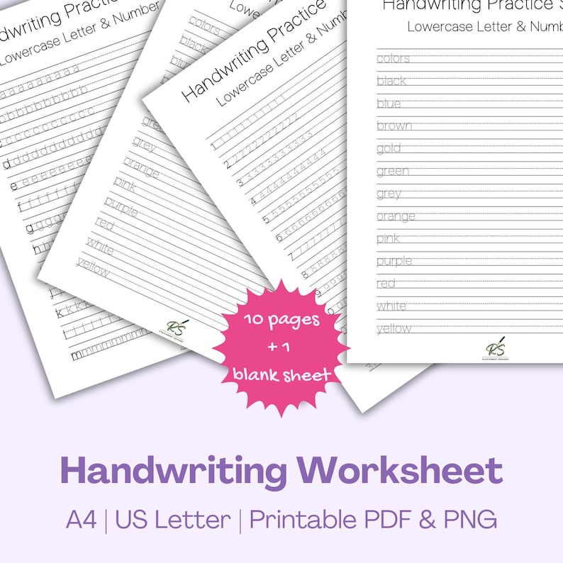 Handwriting Practice Sheets, Printable Handwriting Worksheets, Alphabet