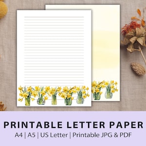 Druckbares Briefpapier | Schreibpapier | Blumenpapier | Notizpapier | Liniert & Unliniert A5, A4, US Letter Größen | JPG- und PDF-Dateien