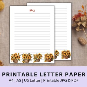 Papel de carta otoñal imprimible, papel de carta otoñal, papelería imprimible, papel de carta, papel rayado, hoja sin rayar, papel de otoño, papel para notas