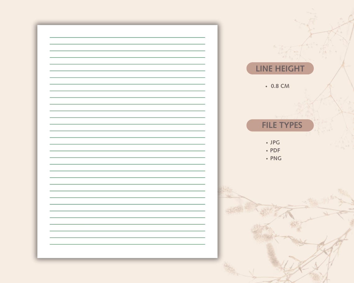Printable Lined Paper: 8mm Spacing, Colorful Lines (digital Download ...