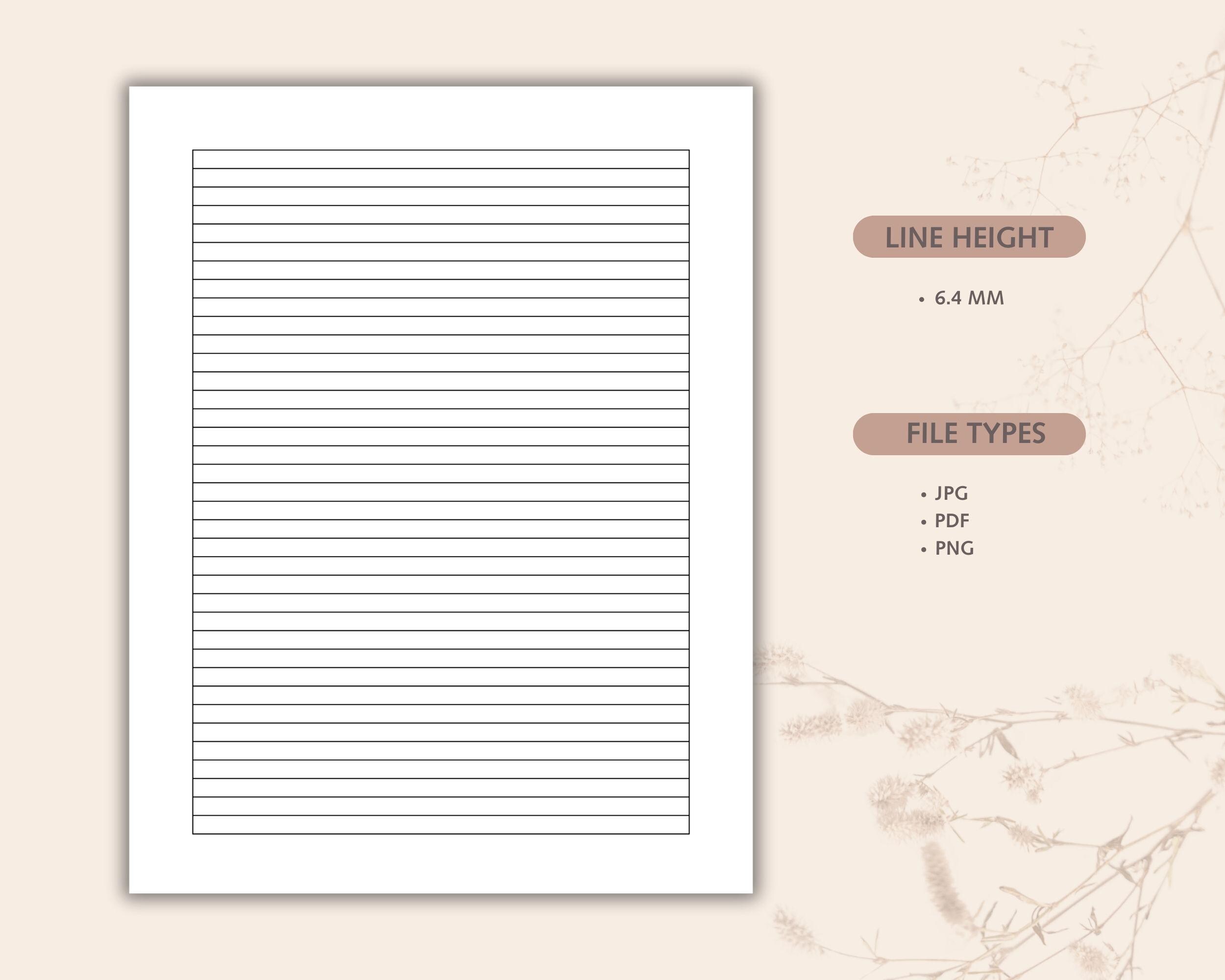 Narrow Size Note Printable Lined Paper 6.4mm | Narrow Ruled | Blue, Purple, Black, Grey ...