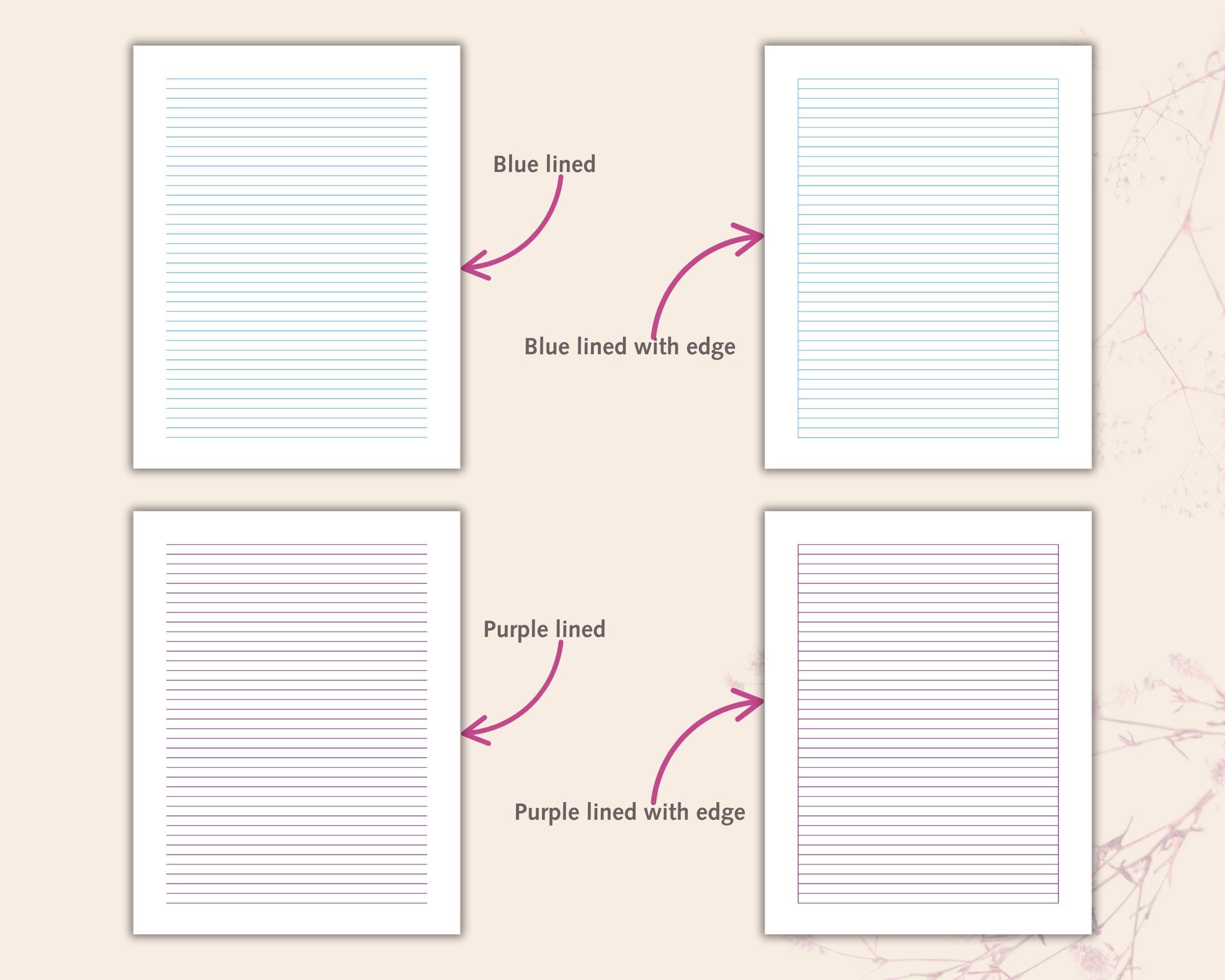 Printable Lined Paper 6.4mm | Narrow Ruled | Green, Orange, Blue ...