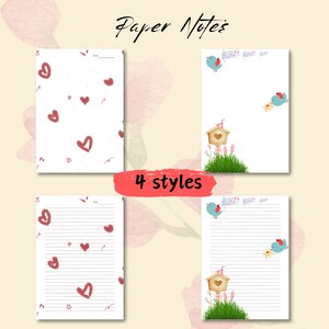 Printable Valentines Stationery, Love Writing Paper, Lined and Unlined ...