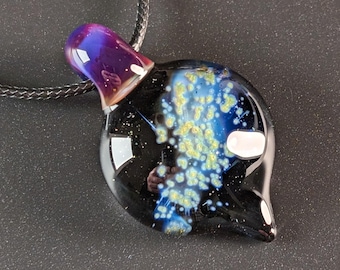 Silver Fume Borosilicate Glass Pendant with Necklace