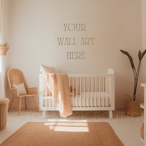 Boho Nursery Kids Room Mockup, Blank Wall Mockup, Wall Art Mockup, Interior Mockup, Minimalist Nursery Mockup, Boho Nursery Kids Room Mockup