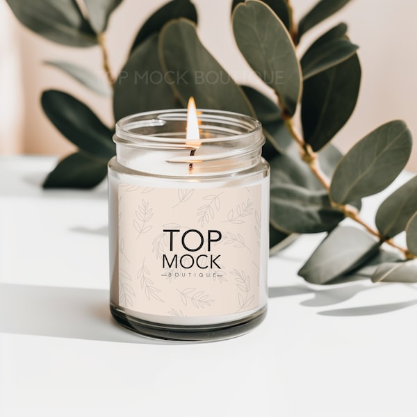 Scented Soy Candle Mockup, Canva Candle Customizable Mockup, Soy Candle 9oz Mockup, Lumient Candle Jar Mockup, Candle Smart Object Mockup