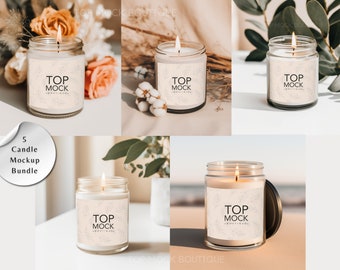 Scented Soy Candle Mockup Bundle, Canva Candle Customizable Mockup, Soy Candle 9oz Mockup, Lumient Candle Jar Mockup, Candle Smart Object