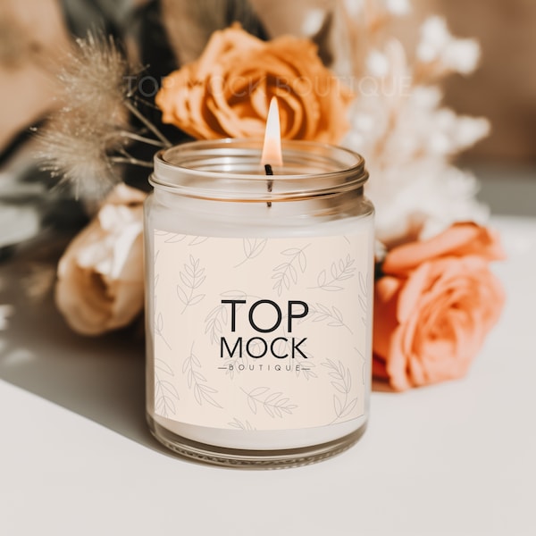 Scented Soy Candle Mockup, Canva Candle Customizable Mockup, Soy Candle 9oz Mockup, Lumient Candle Jar Mockup, Candle Smart Object Mockup