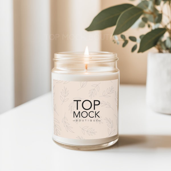 Scented Soy Candle Mockup, Canva Candle Customizable Mockup, Soy Candle 9oz Mockup, Lumient Candle Jar Mockup, Candle Smart Object Mockup