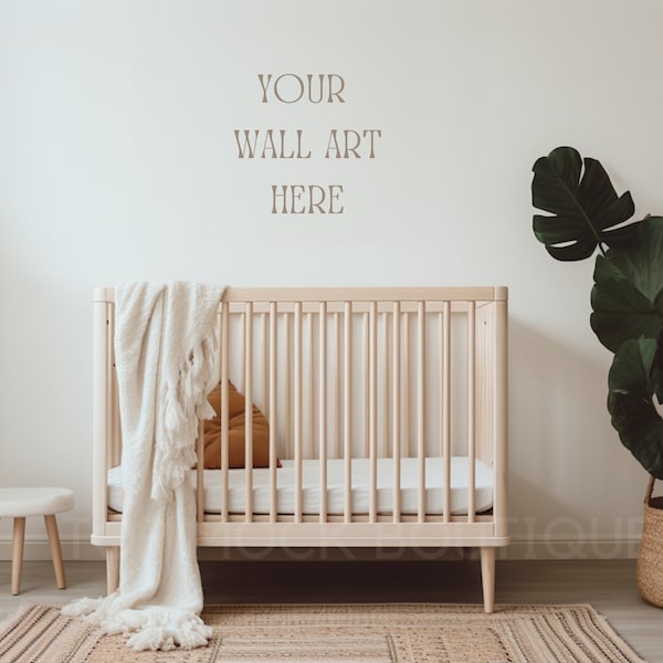 Boho Nursery Kids Room Mockup, Blank Wall Mockup, Wall Art Mockup, Interior Mockup, Minimalist Nursery Mockup, Boho Nursery Kids Room Mockup