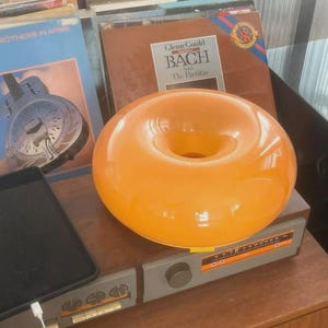 IKEA VARMBLIXT Donut LED table/wall lamp, orange glass/round, 12&quot;
