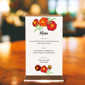 Proste kwiatowe menu na Dzień Przyjaciół, Święto Dziękczynienia, Wesele, Impreza, Kolacja