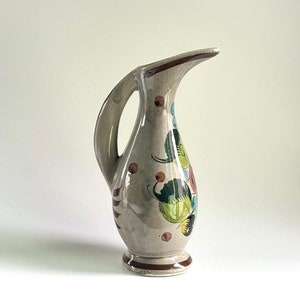 Vintage 7&quot; Tonala Mexican Pottery Pitcher Vessel c1970s Handmade Hand Painted Stunning Paint and Glaze
