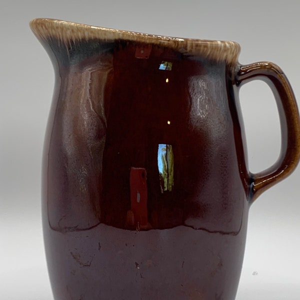 Vintage Hull USA Pottery Oven Proof Brown Drip Small Creamer Pitcher 6 1/2" Tall